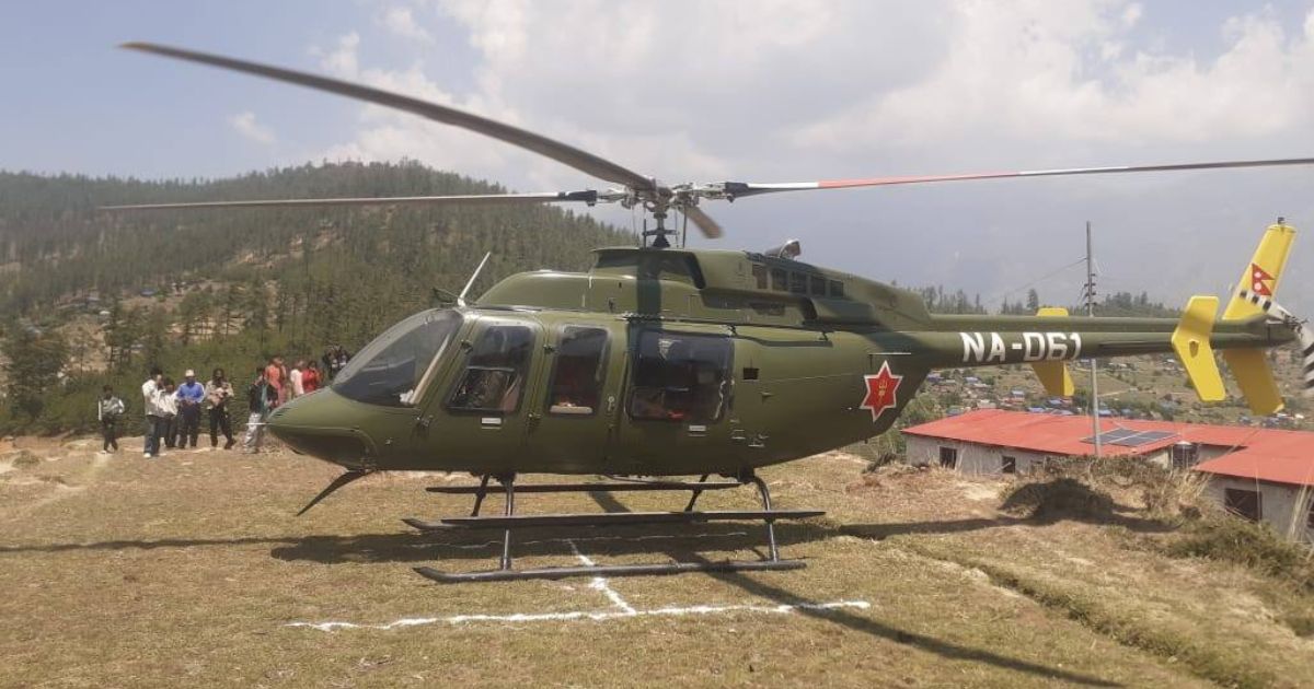 कालीकोटमा सुत्केरी हुन नसकेपछि हेलिकप्टरमार्फत उद्दार