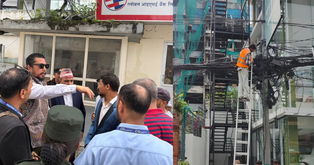 थापाथलीमा अव्यवस्थित तारमा आगलागी, मन्त्री विराजभक्त श्रेष्ठद्वारा स्थलगत निरीक्षण