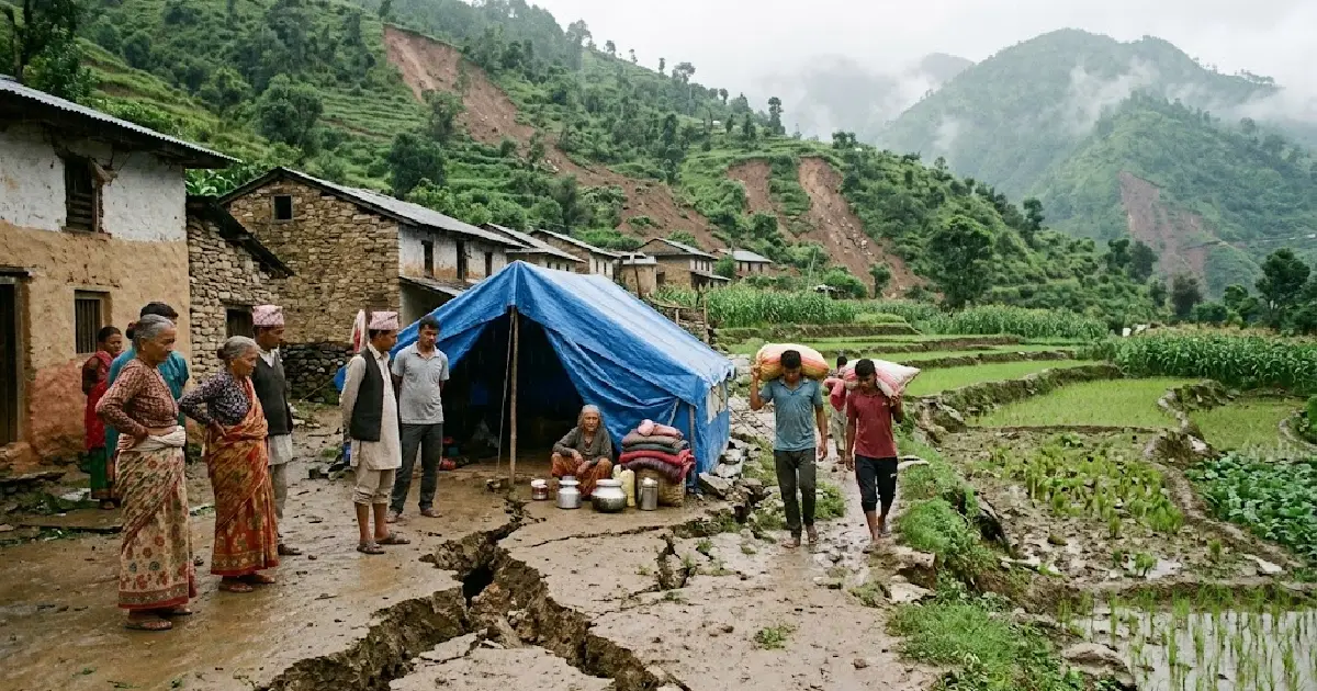 आकाशमा बादल देख्दा पनि पहिरोको डर : ताम्सु गाउँका ६० परिवार विस्थापित,    बस्ती नै स्थानान्तरण गर्नुपर्ने