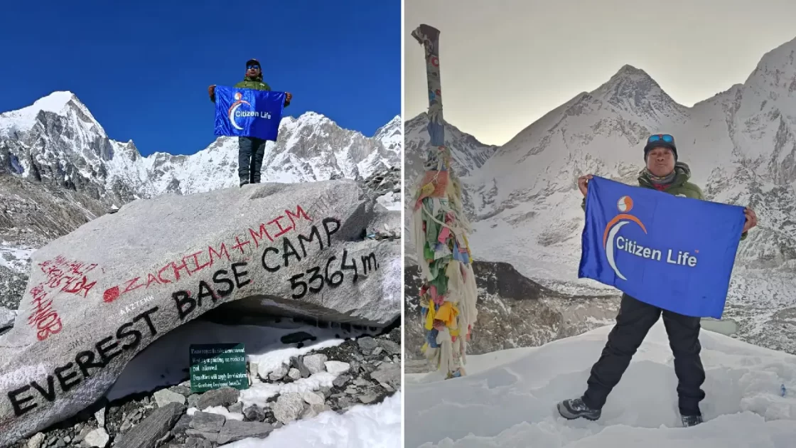 कालापत्थरमा सिटिजन लाइफ इन्स्योरेन्सको लोगोअंकित झन्डा