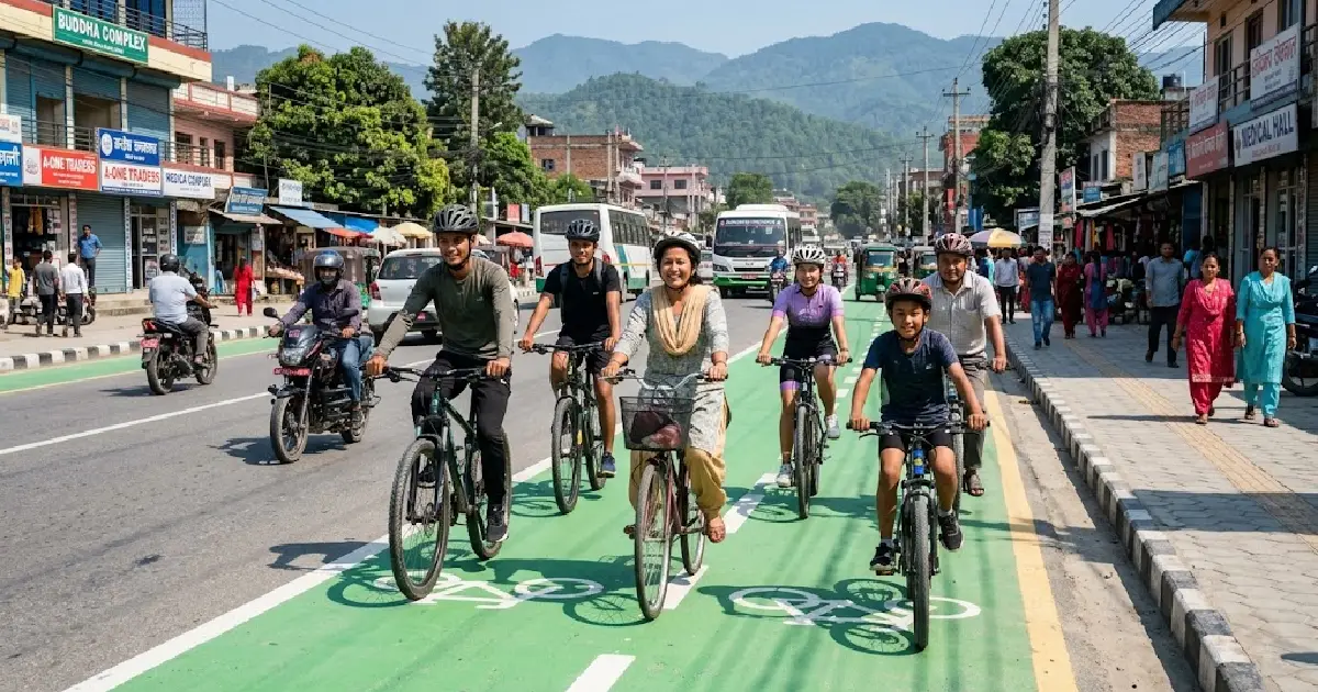 हेटौंडालाई ‘साइकल सिटी’ बनाउने अभियान, बुद्धचोकबाट चारैतर्फ निर्माण गरियो साइकल लेन