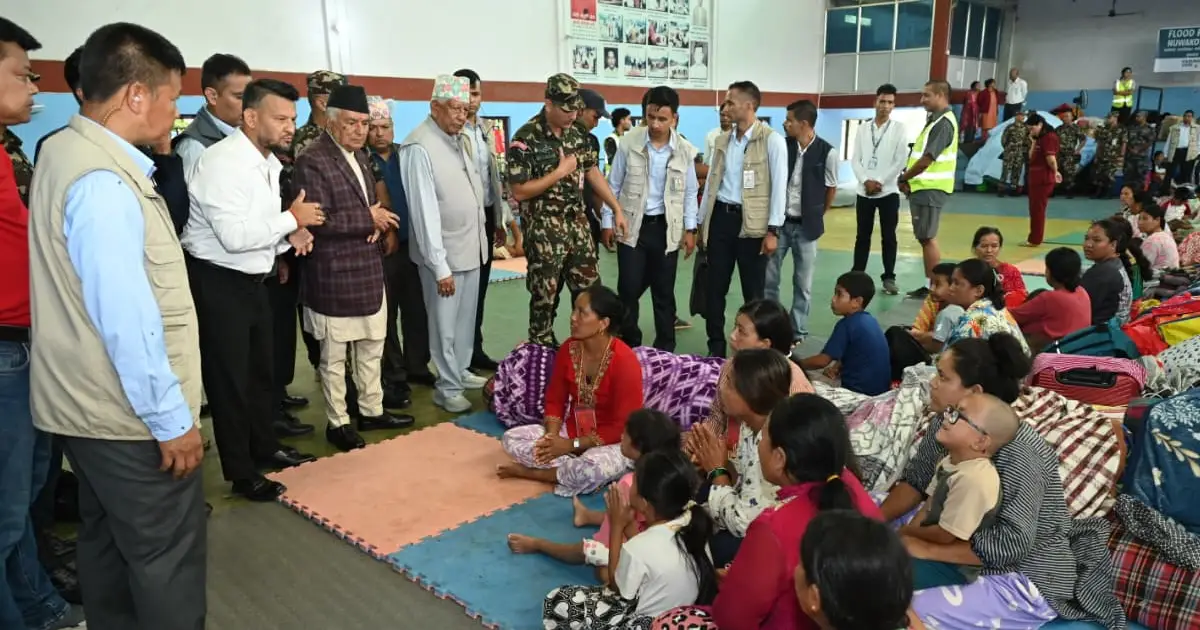 राष्ट्रपति पौडेलद्वारा नुवाकोटका भोटेकोशी बाढी प्रभावित क्षेत्रको अवलोकन, उद्धार र राहतबारे लिए जानकारी